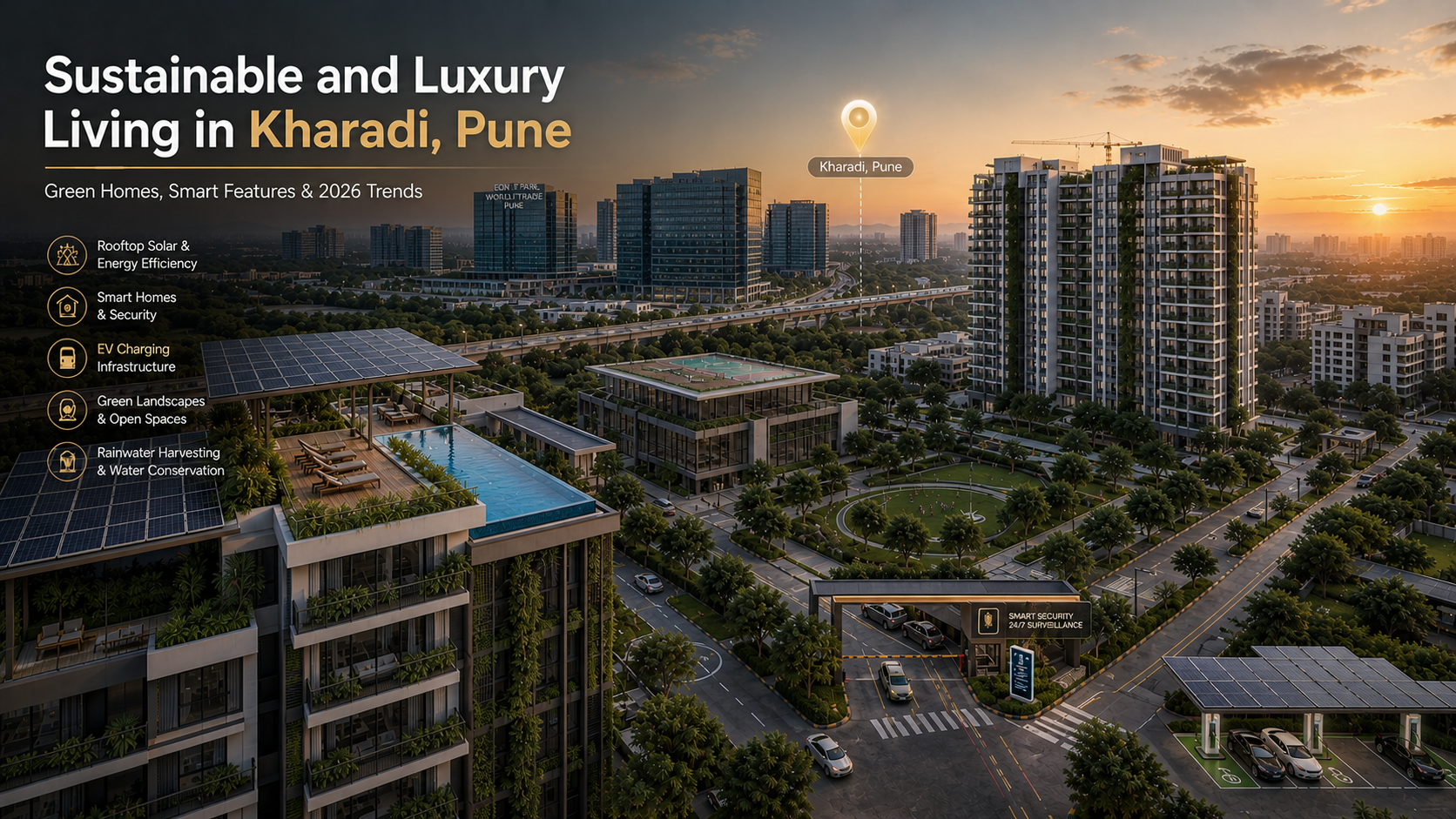 Sustainable and Luxury Living in Kharadi, Pune: Green Homes, Smart Features, and 2026 Trends by Zelo Agent Properties