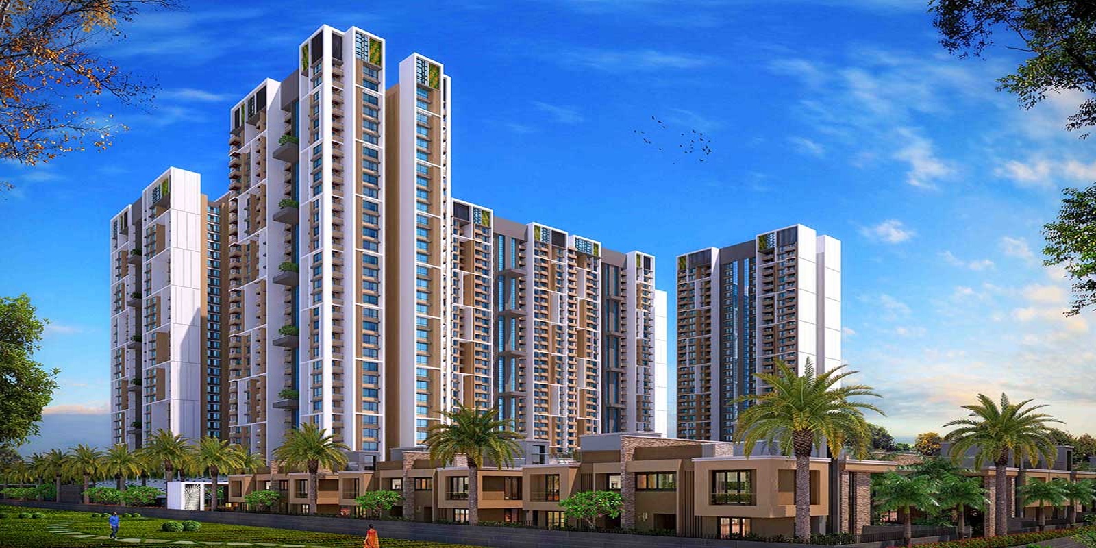 Lush green gated community amenities